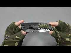 Großhandel kundenspezifischer OEM Outdoor Camping Jagd Kunststoff Griff Seil schwarze Stahlklinge Klapptasche