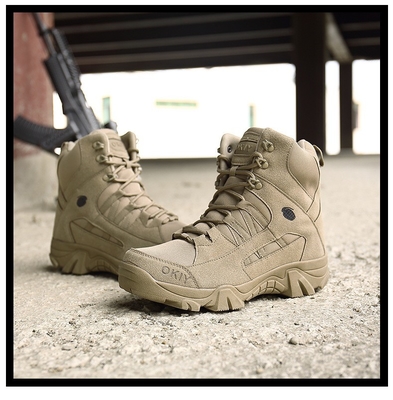 Großhandel High-Top Bergsteiger Stiefel Braune Taktik-Stiefel für Männer rutschfeste, wasserdichte Trainingsstiefel