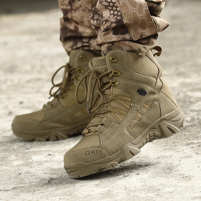 Großhandel High-Top Bergsteiger Stiefel Braune Taktik-Stiefel für Männer rutschfeste, wasserdichte Trainingsstiefel