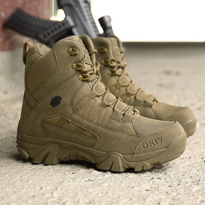 Großhandel High-Top Bergsteiger Stiefel Braune Taktik-Stiefel für Männer rutschfeste, wasserdichte Trainingsstiefel