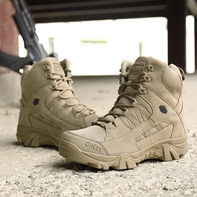Großhandel High-Top Bergsteiger Stiefel Braune Taktik-Stiefel für Männer rutschfeste, wasserdichte Trainingsstiefel