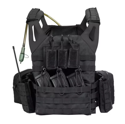 Tactico Schwarzes Leder Schulter Molle Taschen Platte Träger Training Taktische Weste mit Wasserbeutel