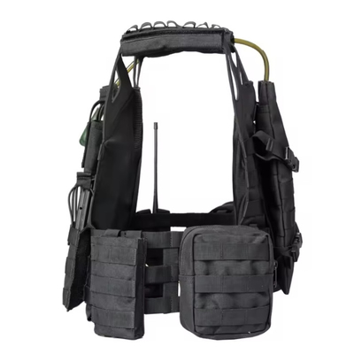 Tactico Schwarzes Leder Schulter Molle Taschen Platte Träger Training Taktische Weste mit Wasserbeutel