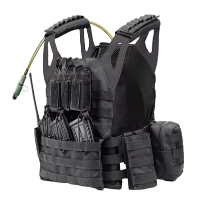 Tactico Schwarzes Leder Schulter Molle Taschen Platte Träger Training Taktische Weste mit Wasserbeutel