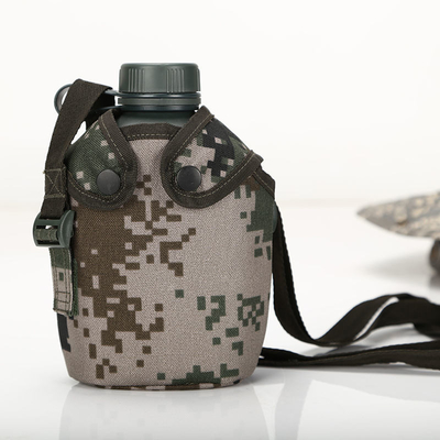 Camping-Schüler Wasserflasche Aluminium Körper mit Gummi beschichtet matte Oberfläche mit Tasche Schulterstreifen