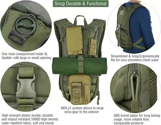 3L taktischer Molle Rucksack für Radfahren Wandern Laufen Bergsteigen Wasserlagerbeutel