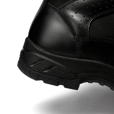 Schwarze Outdoor-PU-Rubber-Außensohlen Hohe Oberschuhen Taktische Lederkampfschuhe für Männer