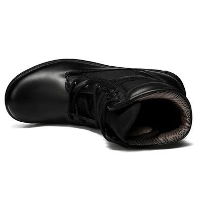 Schwarze Outdoor-PU-Rubber-Außensohlen Hohe Oberschuhen Taktische Lederkampfschuhe für Männer