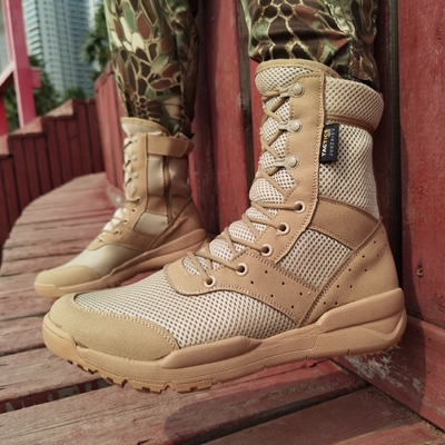 Ultraleichte Kampfschuhe Atmungsschwarze Sandfarbe Hoch-Obernetz-Kampfschuhe Übergröße Schuhe