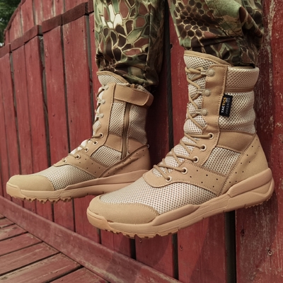 Ultraleichte Kampfschuhe Atmungsschwarze Sandfarbe Hoch-Obernetz-Kampfschuhe Übergröße Schuhe