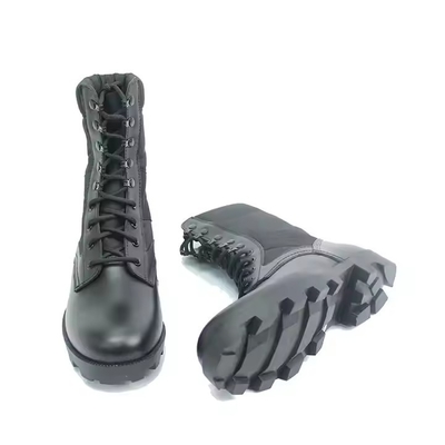 Schwarze Full-Grain-Leder-Stiefel Sicherheits-Gummi-Hardsoled PU Echtleder-Outdoor-Stiefel für Männer