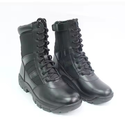 Schwarze Full-Grain-Leder-Stiefel Sicherheits-Gummi-Hardsoled PU Echtleder-Outdoor-Stiefel für Männer