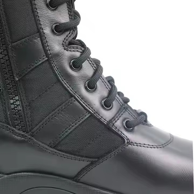 Schwarze Full-Grain-Leder-Stiefel Sicherheits-Gummi-Hardsoled PU Echtleder-Outdoor-Stiefel für Männer