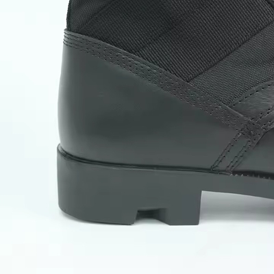 Schwarze Full-Grain-Leder-Stiefel Sicherheits-Gummi-Hardsoled PU Echtleder-Outdoor-Stiefel für Männer