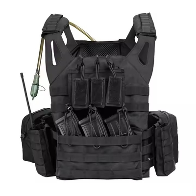 Schwarzes Leder Schulter Molle Taschen Platten Träger Training Taktische Weste mit Wasserbeutel