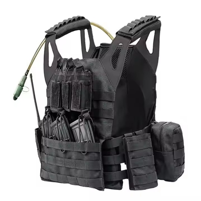 Schwarzes Leder Schulter Molle Taschen Platten Träger Training Taktische Weste mit Wasserbeutel