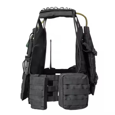Schwarzes Leder Schulter Molle Taschen Platten Träger Training Taktische Weste mit Wasserbeutel