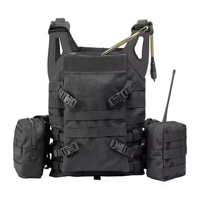 Schwarzes Leder Schulter Molle Taschen Platten Träger Training Taktische Weste mit Wasserbeutel