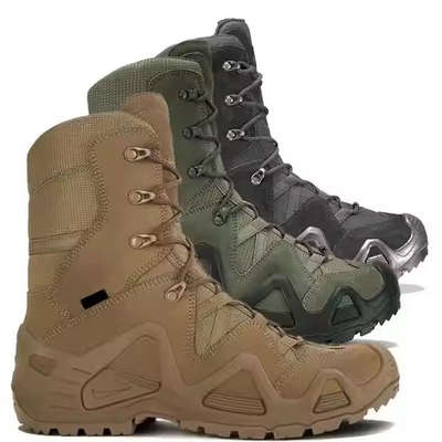 Fabrik Großhandel High-Top Braun Leder Outdoor Sport Überleben Wüste Sicherheit Taktische Kampfschuhe